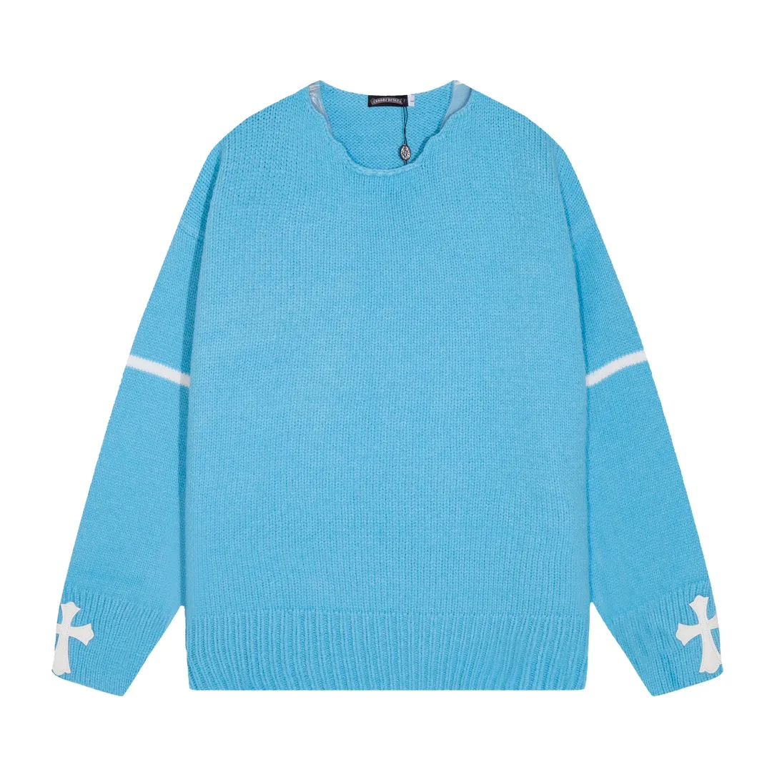 P320 Chrome Hearts Chrome Hearts Hollow Collar Leather + Metal Sweater Color: Blue Apricot Black Size: S M L XL XXL